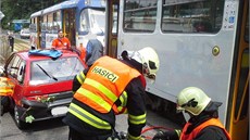 Nehoda tramvaje v Jablonci nad Nisou. 