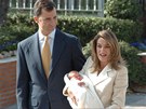 panlský princ Felipe, jeho manelka Letizia a prvorozená dcera Leonor...