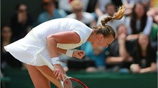 POJĎ! Petra Kvitová se několikrát v průběhu v osmifinále Wimbledonu proti Carle