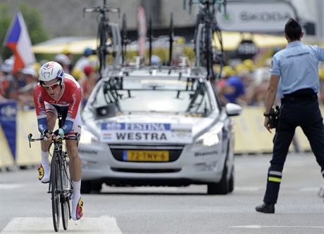 Lieuwe Westra pi horské asovce na Tour de France.