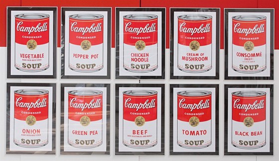 Obraz Andyho Warhola s Campbellovými polévkovými konzervami