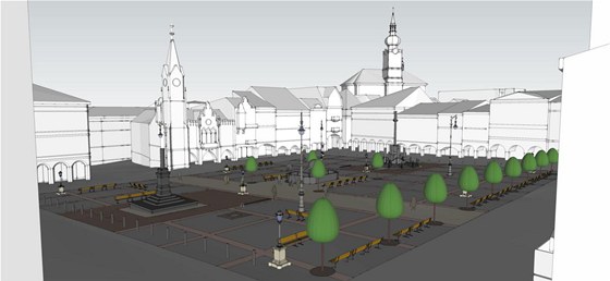 Vizualizace nové podoby Krakonošova náměstí v Trutnově.