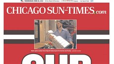 Titulní stránka Chicago Sun Times pi píjezd hokejist Chicaga po vítzství...