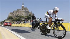 Tony Martin pi asovce na Tour de France v Mont St. Michel