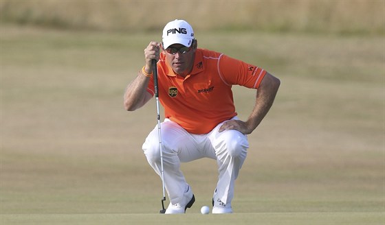 Anglický golfista Lee Westwood v prbhu British Open.