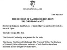Oficiální oznámení o narození budoucího britského krále
