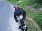 Nehoda motorky u Bartoovic v Orlických horách. (21. 7. 2013)