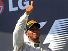 POPRVÉ. Britský pilot Lewis Hamilton se dokal prvního vítzství s vozem