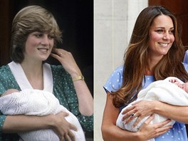 Princezna Diana a vévodkyně Kate při odchodu z porodnice (1982 a 2013)