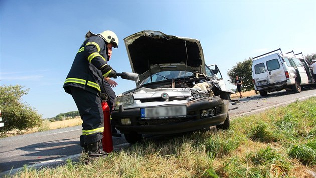 O nkolik set metr dle havarovala dal auta, idii pravdpodobn nedvali pozor a sledovali por pole