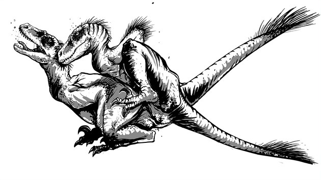 Deinonychus byl agilní dravec, lovící ve skupinách. Na výšku měl cca 1 m a 3 m do délky. Při rekonstrukci pářící pozice se vycházelo z pozic kočkovitých šelem a dravých ptáků.