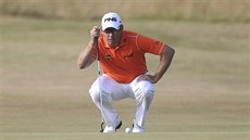 Anglický golfista Lee Westwood v prbhu British Open.