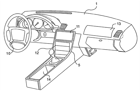 Jedna z ilustrací automobilového patentu spolenosti Apple