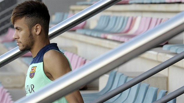Neymar v trninkovm boru Barcelony.