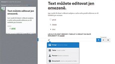 Monosti práce s textem jsou v editoru Quip znan omezené