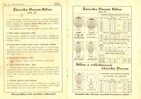 Historick cenk buluxovch rovek Osram z roku 1954 platn pro tehdej...
