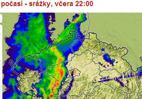 Srkov mapa ukazuje, jak v noci z ter na stedu 7. srpna postupovalo...