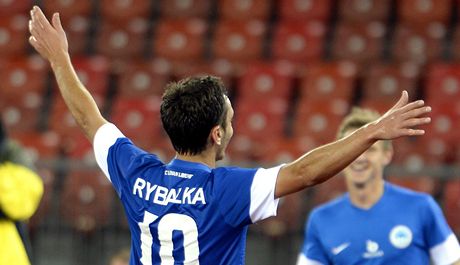 Sergej Rybalka z Liberce slaví svj gól na hiti FC Curych.
