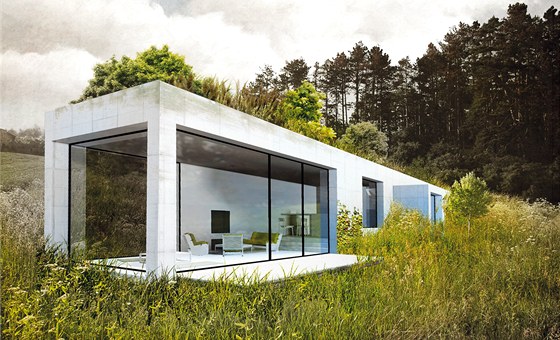 DM PRO SAMURAJE (projekt 2010). Zelená stecha, betonový nábytek. Dm pro...