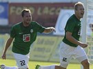 VEDEME! Fotbalisté Jablonce se radují z gólu proti Strömsgodsetu, který dal z...