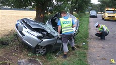 Tragická nehoda, p�i ní� zem�el na Mladoboleslavsku mladý �idi�. (9. srpna 2013)