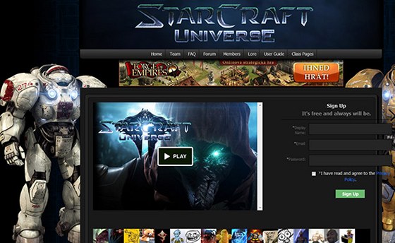 Z oficiálního webu Starcrat Universe je cítit amatérismus.