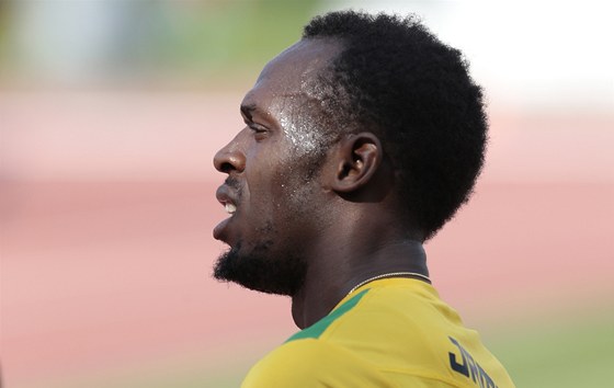 Usain Bolt pi tréninku jamajského týmu v Moskv tsn ped startem mistrovství