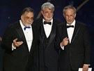 Oscar - Francis Ford Coppola, George Lucas a Steven Spielberg pedávají cenu za