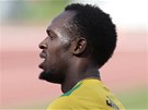 Usain Bolt pi tréninku jamajského týmu v Moskv tsn ped startem mistrovství