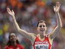 JÁ VYHRÁLA. Zuzana Hejnová po vítzství na MS v Moskv v závod na 400 metr...