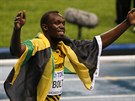 Mírný úsmv ve tvái mistra svta v bhu na 100 metr Usaina Bolta z Jamajky.