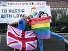 V belgických Antverpách se na protest proti ruskému homofobnímu zákonu ped...