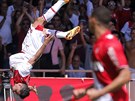 Emmanuel Riviere z AS Monaco slaví svou trefu proti Montpellieru, sleduje ho...