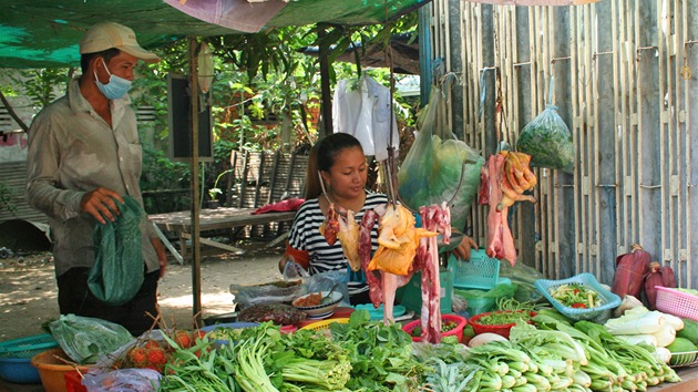 Obyvatelé Phnompenhu žijící u jezera Boeung Kak se snaží uživit, jak se dá. Třeba pouličním prodejem zeleniny