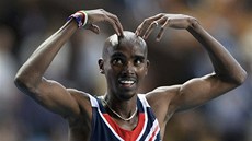 SRDÍ�KO. Britský vytrvalec Mohamed Farah vyhrál na MS v Moskv� druhé zlato.