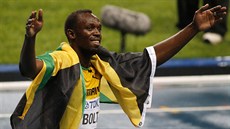 Mírný úsmv ve tvái mistra svta v bhu na 100 metr Usaina Bolta z Jamajky.