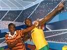 Wellesley Bolt, otec sprintera Usaina Bolta, s voskovou figurínou svého syna