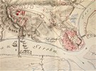 Detail plánu bitvy u Blehradu, ve které Laudon slavn zvítzil nad Turky.
