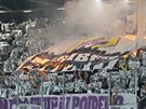 Fanouci Mariboru v Plzni bhem úvodního utkání play-off Ligy mistr.
