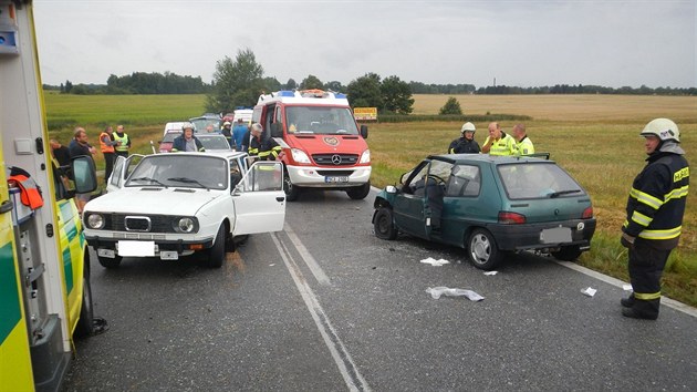 Nehoda dvou automobil mezi tpnovicemi a Liovem na eskobudjovicku.