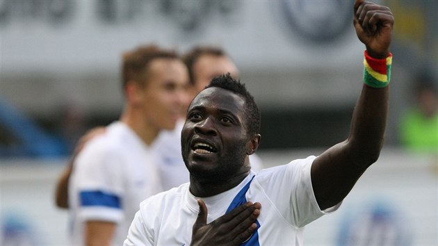 Libereck� Dzon Delarge se raduje z g�lu v z�pase s Udinese.