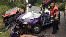 Tragická nehoda se t�emi ob�mi u Jesenice nedaleko Prahy.