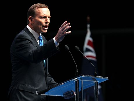 Australský kandidát na premiéra Tony Abbott (30. srpna 2013)