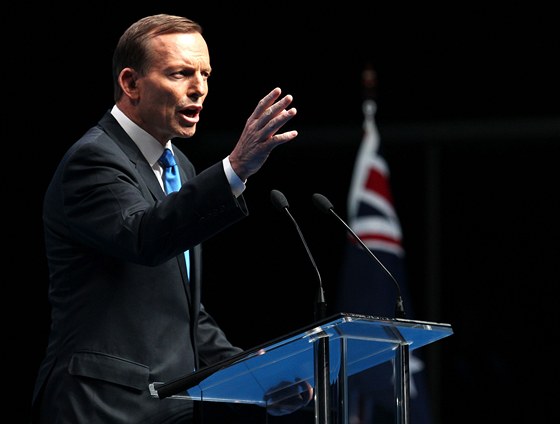 Australský kandidát na premiéra Tony Abbott (30. srpna 2013)