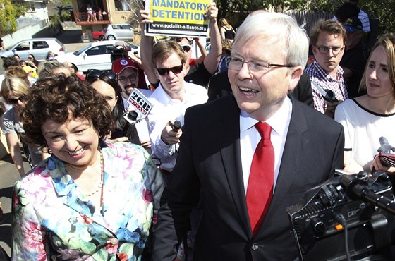 Australský premiér Kevin Rudd se svou manelkou Therese Rein