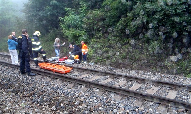 Vlak srazil na trati mezi Karltejnem a Berounem lovka. (5. záí 2013)