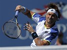 panlský tenista David Ferrer hraje tvrtfinále US Open.