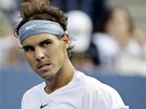 panlský tenista Rafael Nadal se raduje ze zisku prvního setu v semifinále US