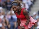 ANO! Americká tenistka Serena Williamsová se raduje ze zisku prvního setu ve