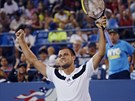 POVEDLO SE. Rus Michail Junyj slaví postup do osmifinále US Open.